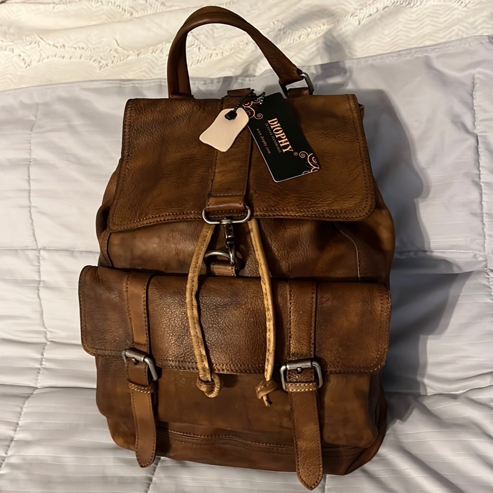 Diophy Leather Backpack NWT